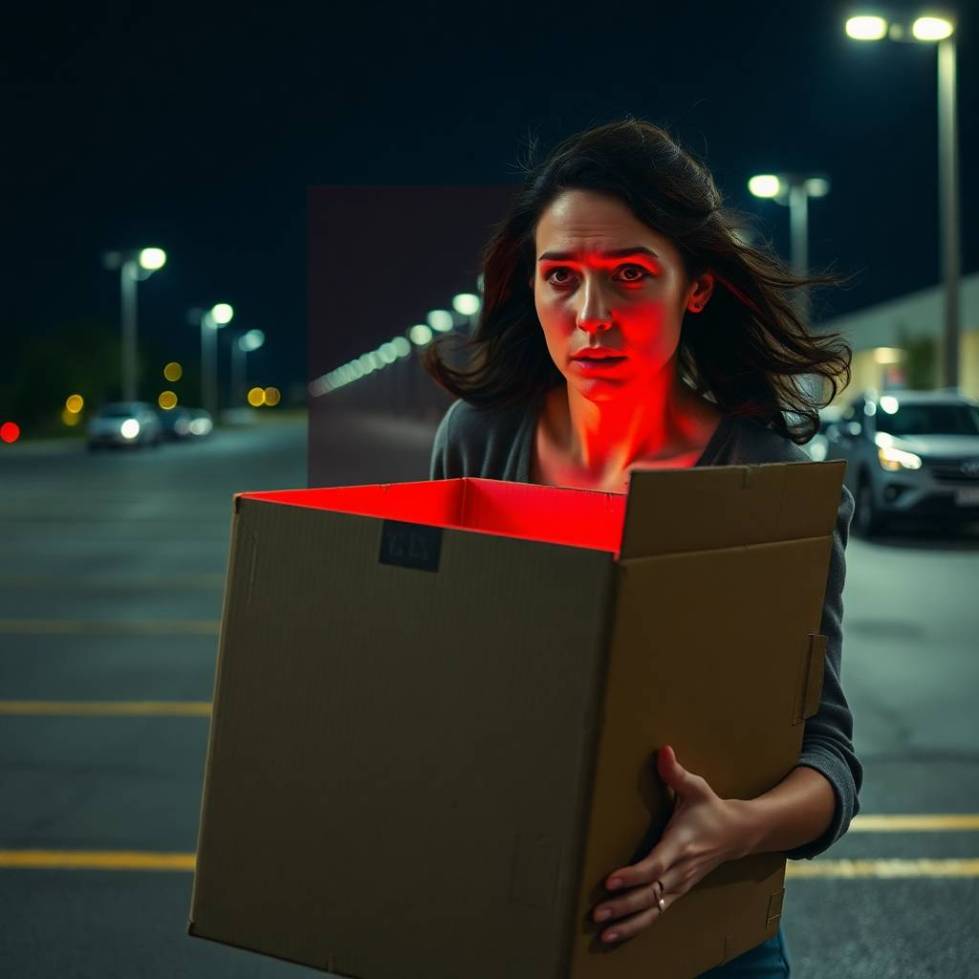 The Haunted Mirror "Eleanor Carrying Box with Mirror outside"