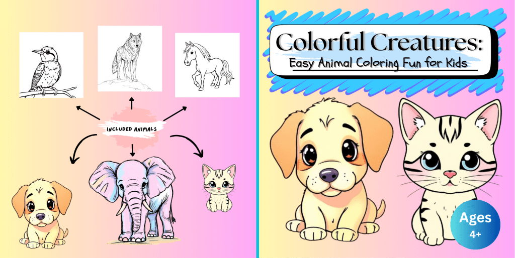 Colorful Creatures: Easy Animal Coloring Fun for Kids