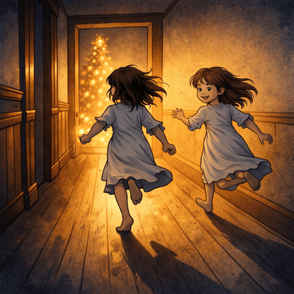 The Night the Snow Didn't Melt: Elsie Calderidge - "Abby and Elsie running through the halls" 